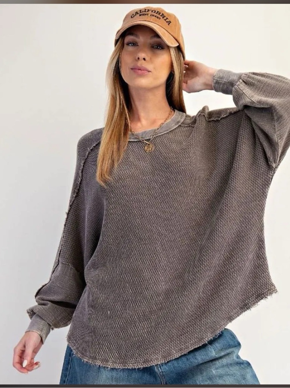 Easel Charcoal Waffle Knit Shirt 1X
